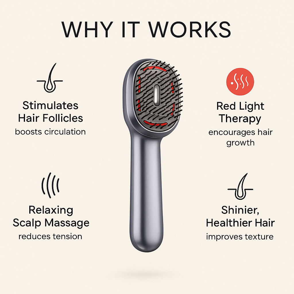 Red Light Therapy Massage Comb - Stella Beauty